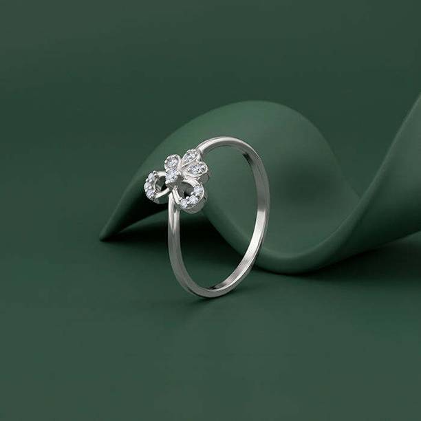 Silver Celeste Flower Ring Sterling Silver Cubic Zirconia Rhodium Plated Ring