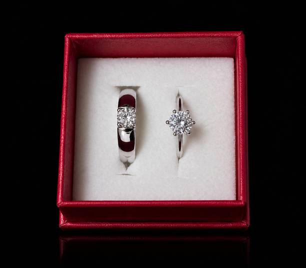 Stainless Steel Cubic Zirconia Brass Plated Ring Set
