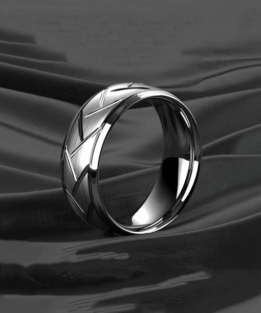 Thrillz Silver Michelin Mens Silver Ring Minimalist Silver Ring Mens Black Band Size 8 Stainless Steel Silver Plated Ring