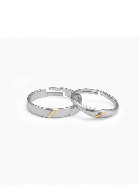 925 Silver Meant to Be Couple Rings Sterling Silver Zircon Rhodium Plated Ring