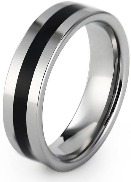 zebisco Silver & Black Linning Ring Finger Ring,Thumb Ring for Men,Boys Metal, Stainless Steel Silver Plated Ring