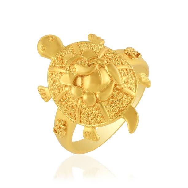 Gold Plated Lord Ganesh with Tortoise Fashion Ring for Men and Women Brass Gold Plated Ring