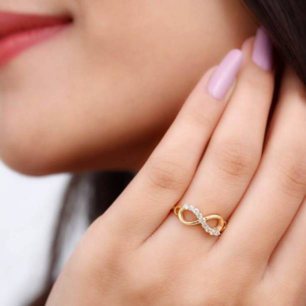 INFINITY RING FOR WOMEN Brass Cubic Zirconia Gold Plated Ring