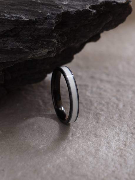 NVR Stainless Steel Rhodium Plated Ring