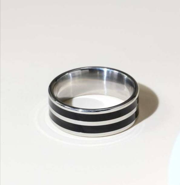 PUSHVI Vedansh Enterprises Stylish Silver,Gold&Titanium Plated Black Onyx Rings Alloy Sterling Silver Plated Ring