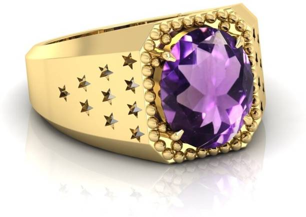 “Natural Katela Gemstone Ring for unisex Adjustable Metal Ring for Protection” Crystal Amethyst Gold Plated Ring