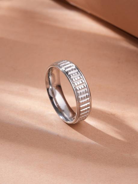 PALMONAS Celtic Eternity Textured Ring for Men - Waterproof & Anti-Tarnish Stainless Steel Rhodium Plated Ring