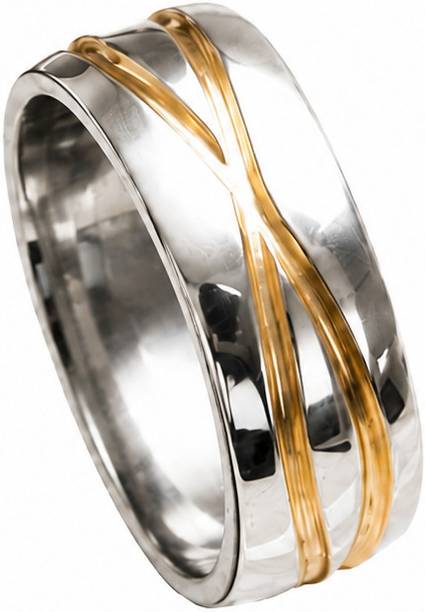Dzayra Two Tone Twist Band Ring Stainless Steel Ring