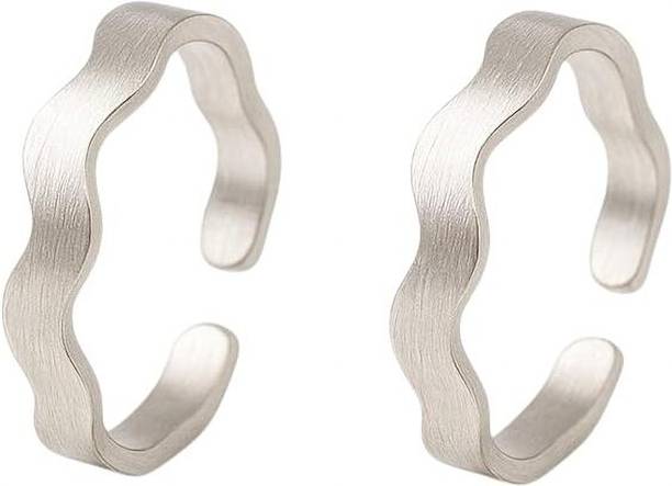 RajLehar 999 Pure Silver Wavy Design Hallmark Traditional Designer Bichiya Pair Silver Toe Ring Set