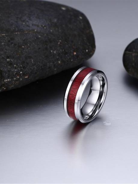 vien 2021 Fashion Rhodium Plated Titanium Stainless Steel Wooden Round Rings for Men Stainless Steel Sterling Silver Plated Ring