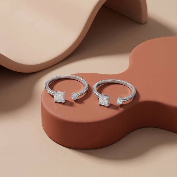 Silver Frostwink Toe Rings Sterling Silver Cubic Zirconia Rhodium Plated Toe Ring