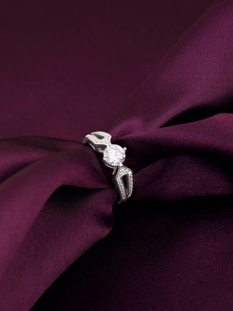 925 Silver Zircon Elegant Loop Ring|Lifetime Plating|6 Month Warranty Sterling Silver Zircon Rhodium Plated Ring