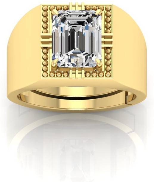 7.25 Zircon Gemstone Adjustable Ring With Lab Certificate Brass Diamond Gold Plated Ring