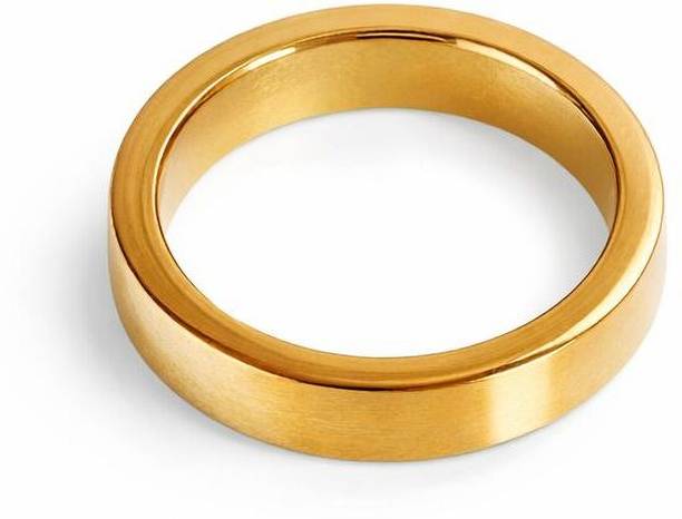 Zivvara Classic Plain Band Ring Minimalist Smooth Finish Fashion Finger Ring Alloy Gold Plated Ring