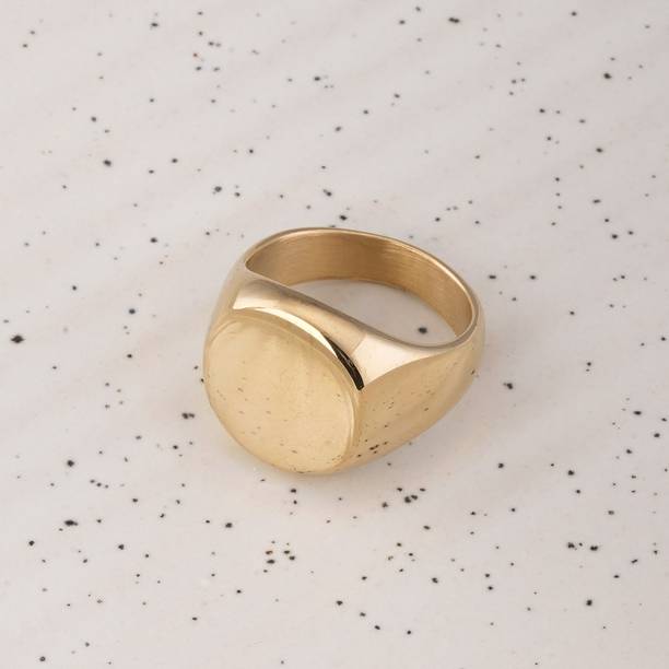 PALMONAS Gold Circle Ring for Mens (Size- 8) - Waterproof & Anti-Tarnish Stainless Steel Gold Plated Ring