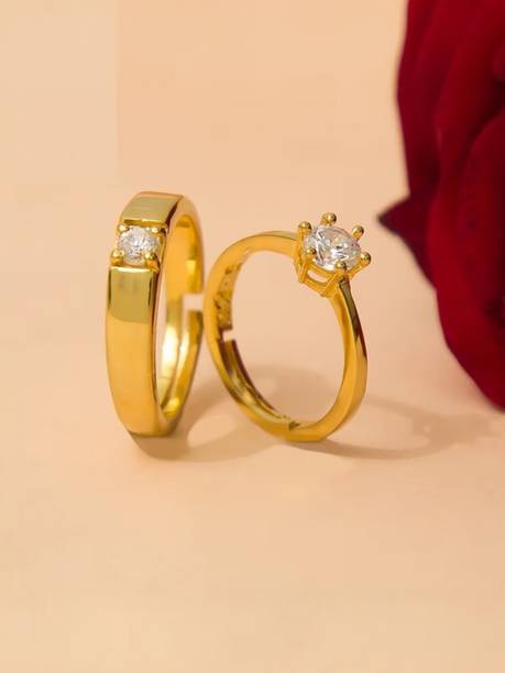 couple ring | ring for couple | ring for girls | ring for man Alloy Zircon Rhodium Plated Ring