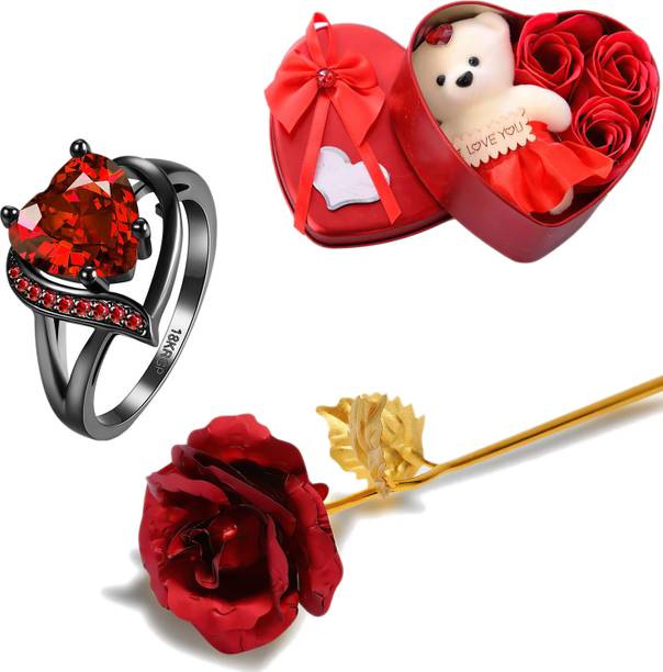 Fashion Frill Valentine Gift For Girlfriend Heart Silver Ring For Women Girls Heart Box Gifts Stainless Steel Crystal Silver Plated Ring