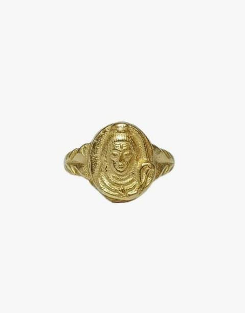 Gold Plated Lord Shiva Ring for Men & Women Size -9 Brass Ring