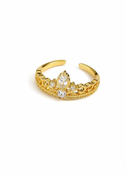 Crown ring Alloy Zircon Gold Plated Ring