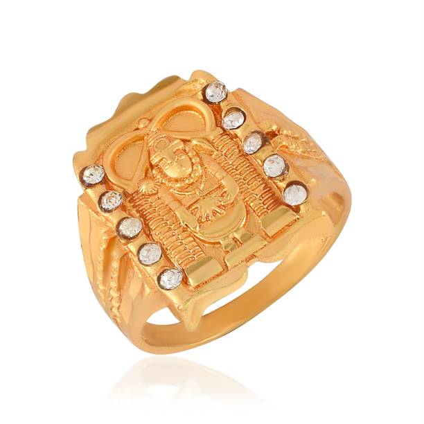 Gold Plated CZ Lord Tirupati Balaji with Square Shape Desing Ring Men Women Brass Cubic Zirconia Gold Plated Ring