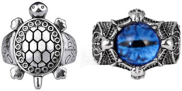 zebisco silver turtle ring Dragon Eye Ring for Men and Women Adjustable Ring Blue Stone, Stainless Steel Ring