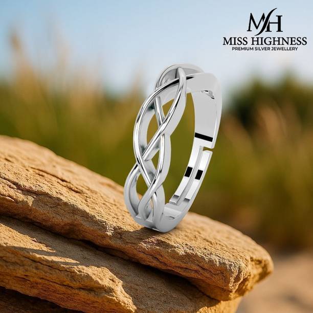 Miss Highness 925 Sterling Silver Infinity Braid Ring for Men, Free Size, Valentine’s Day Gift Sterling Silver Cubic Zirconia Rhodium Plated Ring