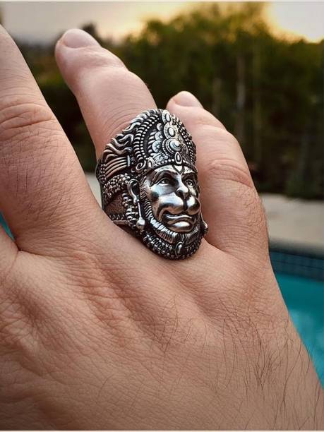 Lord Hanuman Ring for Men and Women, Sanatan Dharm Hanuman Ring Stainless Steel Silver Plated Ring