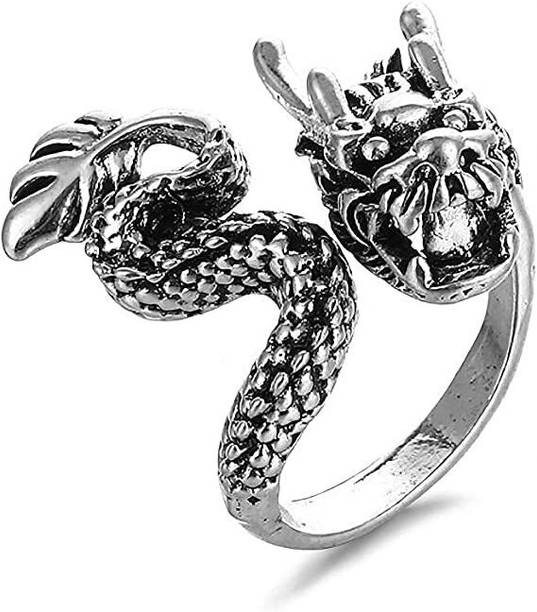 Dragon Claw Octopus Skull Feather Snake Rings Gothic Open Adjustable Ring Set Stainless Steel Sterling Silver Plated Ring