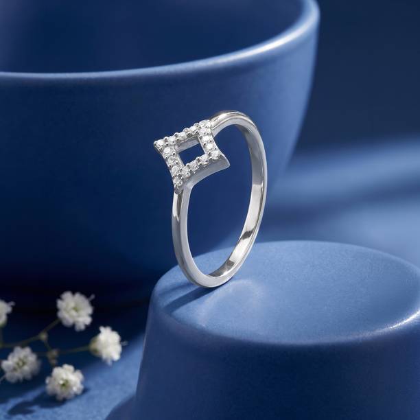 Silver Lattice Glow Ring Sterling Silver Cubic Zirconia Rhodium Plated Ring