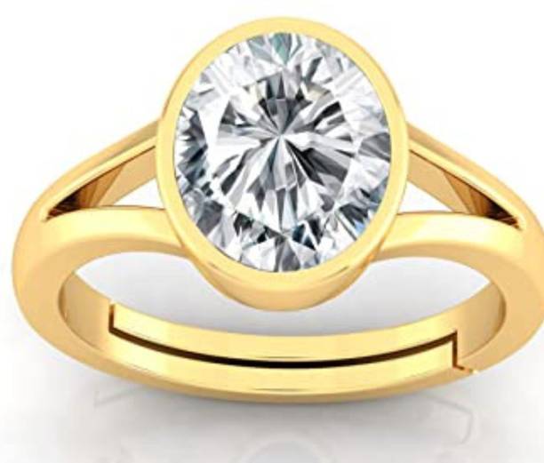 7.25 Ratti natural gemstone for Men & Women | Shining White Stone Crystal Zircon Gold Plated Ring