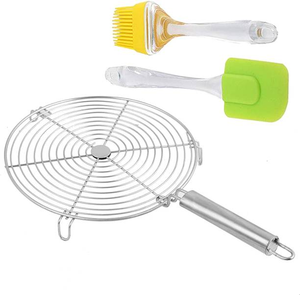 NOHUNT Barbeque Jali Roti, Papad Roaster Chapati Toast Grill with Spatula & Oil Brush 1 kg Roaster