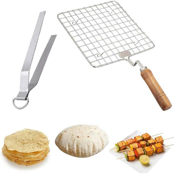 UTENCIL UNIVERSE Grill Papad Roaster Chapati Toast Grill Wooden Handle Roaster Grill 2 kg Roaster