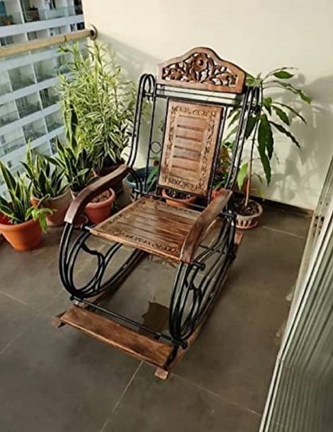 Artistic Interior Crafts Wood Rocking Chair Relax chair Rolling Chair Arm Rest Chair Brown Cushion Solid Wood 1 Seater Rocking Chairs