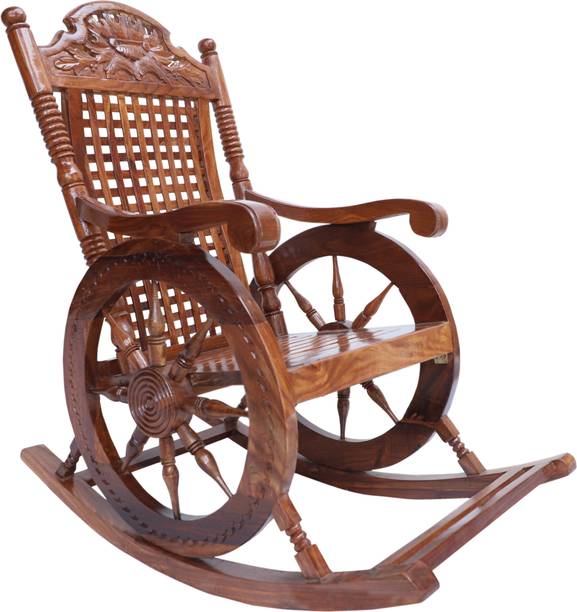 Decorhand Rosewood (Sheesham) Wood Rocking Chair For Living Room / Garden - Rosewood Finishing for adults/Grand parents Solid Wood 1 Seater Rocking Chairs