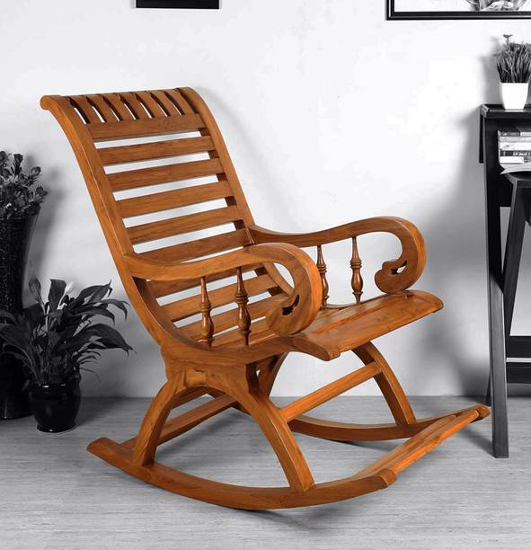 Decorhand Teak Wood Rocking Chair For Living Room / Garden - Adults/Grand Parents Solid Wood 1 Seater Rocking Chairs