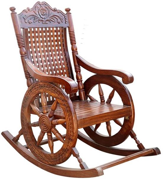Decorhand Living Room / Garden Chair / Natural Rosewood Finishing for adults/Grand parents Solid Wood 1 Seater Rocking Chairs