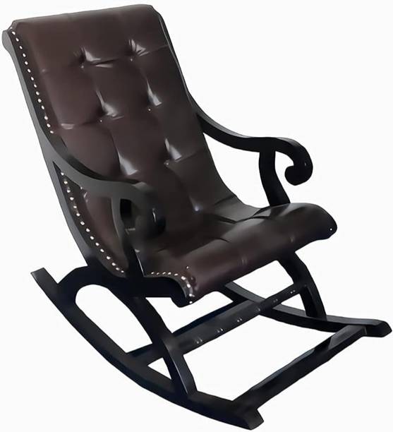 एस्स एस्स वुड ट्रेडर्स Ess Ess Wood Rocking Chair in Sheesham Black Melamine Glossy Finish Solid Wood 1 सीटर Rocking Chairs