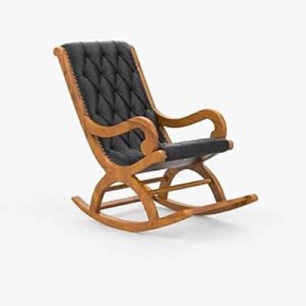 WOODEN CRAFT TWIST TEAK Wood Luxury Cushioned Rocking Chair by Wooden Craft Twist Solid Wood 1 Seater Rocking Chairs