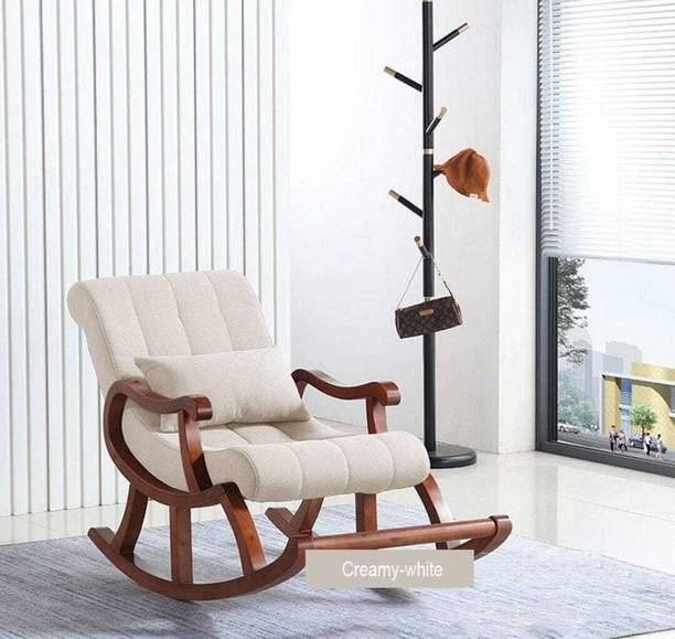 Unique Creation Handicrafts Rosewood (Sheesham) Rocking Chair Cushion Wood Easy Chair || Modern Style Chair Fabric 1 Seater Rocking Chairs
