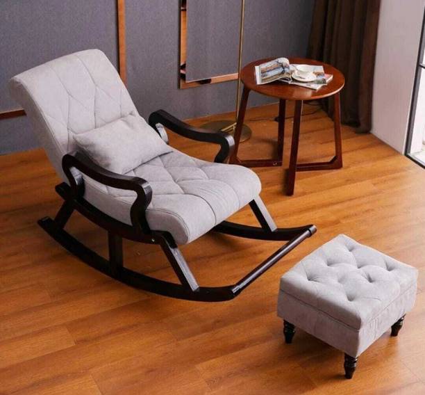 wooden luxury Rocker Rocking Chair with footrest Recliner Relaxing Rocking Chairs Fabric 1 Seater Rocking Chairs