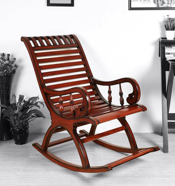 Decorhand Teak Wood Rocking Chair For Living Room / Garden - Adults/Grand Parents Solid Wood 1 Seater Rocking Chairs