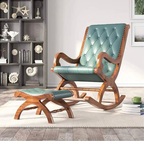 एस्स एस्स वुड ट्रेडर्स Ess Ess Wood Rocking Chair Sheesham Wood With Green Cushion Comfort Home Decor सॉलिड वुड 1 सीटर Rocking Chairs