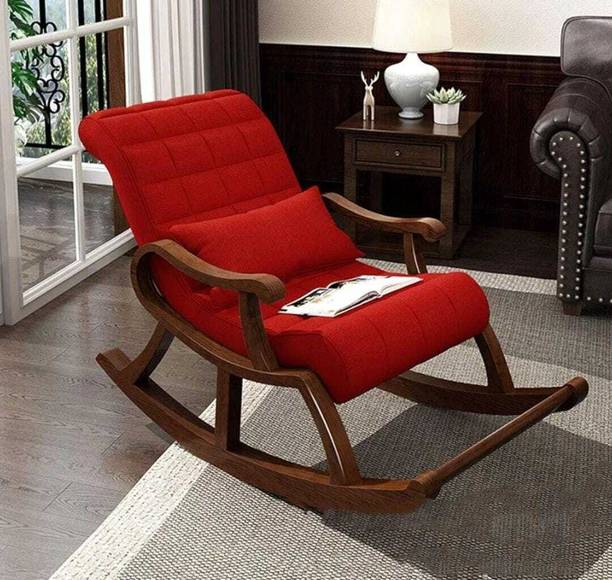 Unique Creation Handicrafts Rosewood (Sheesham) Rocking Chair Cushion Wood Easy Chair || Modern Style Chair Fabric 1 Seater Rocking Chairs