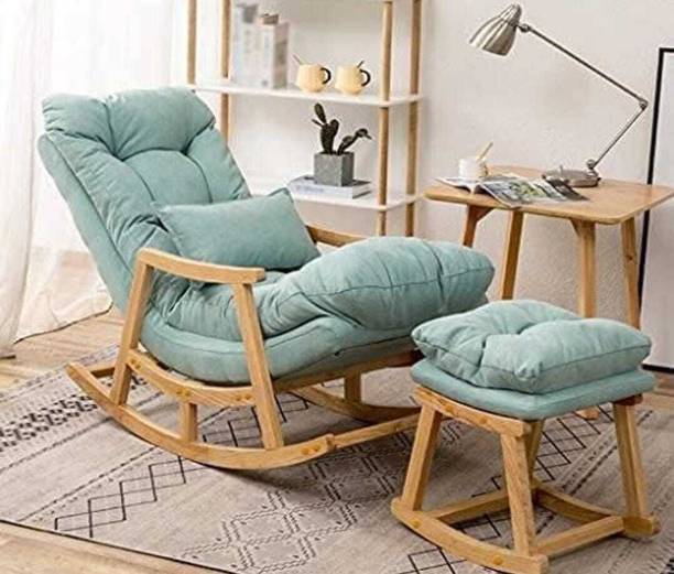 WOODEN CRAFT TWIST Wooden Craft Twist Comfort SerieS Rocking Chair Blue Cushion Matching Footrest Fabric 1 Seater Rocking Chairs