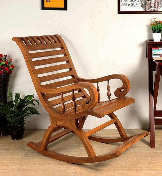 Decorhand Teak Wood Rocking Chair For Living Room / Garden - Adults/Grand Parents Solid Wood 1 Seater Rocking Chairs