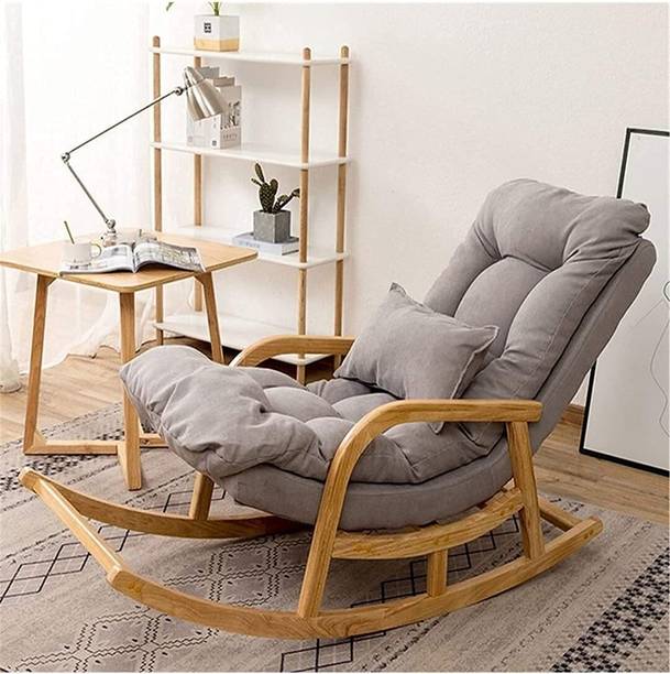 Artistic Interior Crafts Wood Rocking Chair Relax chair Rolling Chair Arm Rest Chair Brown Cushion Solid Wood 1 Seater Rocking Chairs