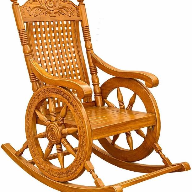 WOODEN CRAFT TWIST TEAK WOOD Classic Comfort Premium Wooden Rocking Chair with Solid Wood 1 Seater Rocking Chairs