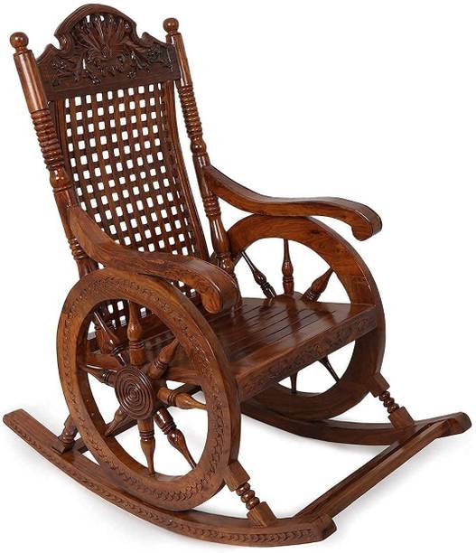 REHMAT ART AND CRAFTS Wood Ergonomic Rocking Chair Comfortable Wooden Armchair Swing Chair Solid Wood 1 Seater Rocking Chairs