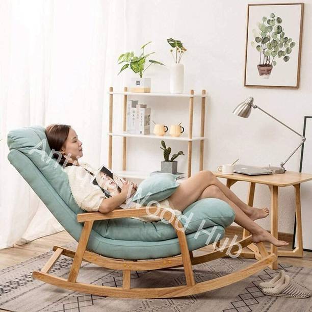 Artistic Interior Crafts Wood Rocking Chair Relax chair Rolling Chair Arm Rest Chair Brown Cushion Solid Wood 1 Seater Rocking Chairs