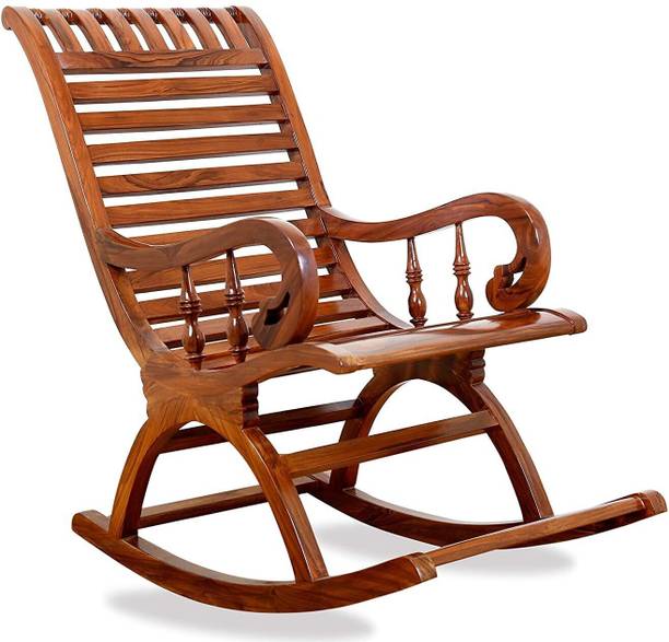 Decorhand Teak Wood Rocking Chair - Rosewood Finishing for adults/Grand parents Solid Wood 1 Seater Rocking Chairs
